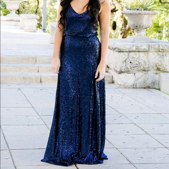 Revelry | Dresses | Revelry Hazel Sequin Bridesmaid Dress In Navy Blue |  Poshmark